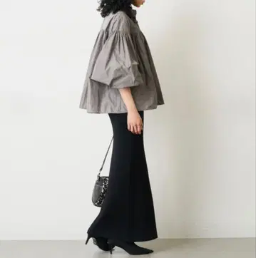 윔 가젯 타프타 볼륨 블라우스 긴팔 셔츠 블라우스 개더 블라우스