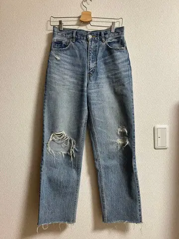 MOUSSY CLASH CROP STRAIGHT DENIM