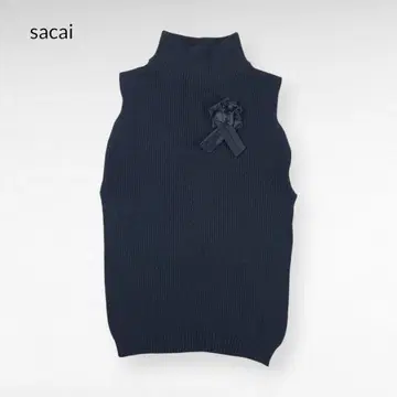 sacai High Neck Knit Vest Dress