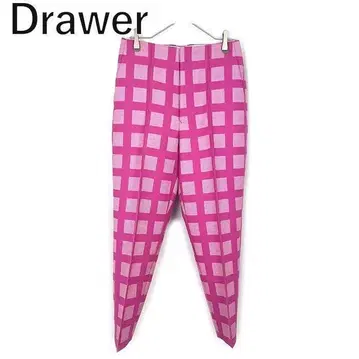 [ 새상품급 ] 드로어 Drawer 팬츠 체크 스티치 테이퍼드 핑크