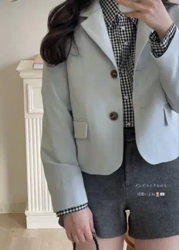 Rili 치하루짱 라이트 블루 테일러드 자켓