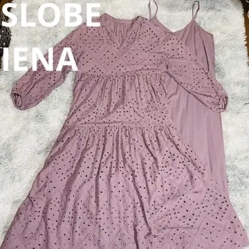 SLOBE IENA / 컷워크 레이스 롱 원피스 퍼플 긴팔