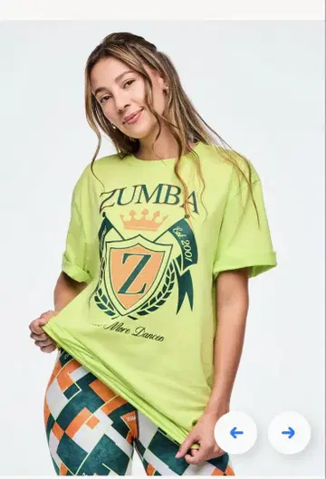 신상 ZUMBA 티셔츠 노랑