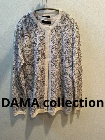 새상품급 DAMAcollection 꽃무늬 니트 긴팔 가디건 앙상블