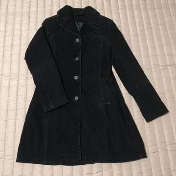 80s 90s 롱 코트 코듀로이 블랙 빈티지 여성용 L