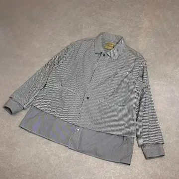 UNITED TOKYO 코튼 레이어드 셔츠 화이트 x 블랙 사이즈 1