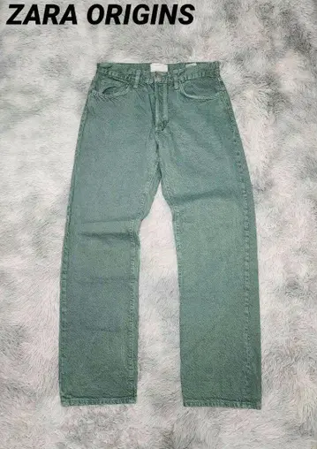 ZARA ORIGINS 스트레이트 데님 배기 데님 터콰이즈 그린