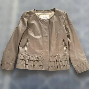 키리아 램 가죽 노카라 프릴 자켓 천연 가죽 라이더 XL