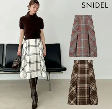 Sustainable 로빙 체크 미들 스커트
