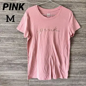 PINK 핑크 반팔 티셔츠 로고 M 여성용 해외 구제 의류