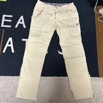 베이지 카고 팬츠 다기능 포켓