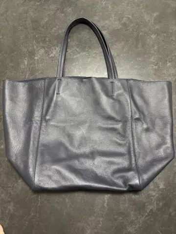 The pith 네이비 가죽 토트백