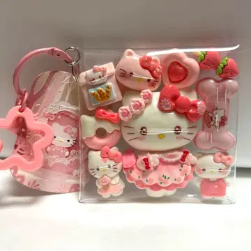 가챠 파우치 채우기 타입 핑크 화이트 고양이