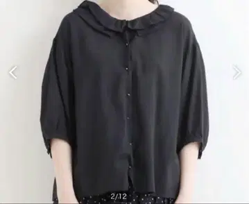 NIMES 보일 턱 칼라 블라우스 블랙 니임