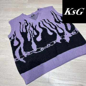 KSG 니트 베스트 보라색/블랙