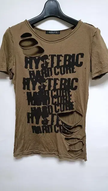 Hysteric Glamour 브라운 컷팅 반팔 티셔츠