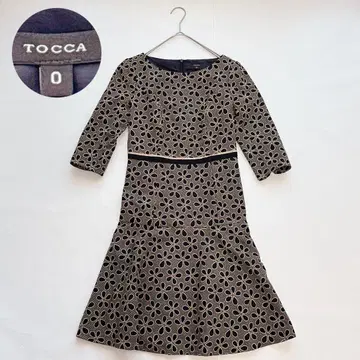 TOCCA 플라워 레이스 원피스 블랙 자수 플레어 0 사이즈 토카 일본