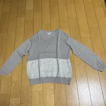 휴먼 우먼 코튼 x 린넨 이소재 도킹 상의