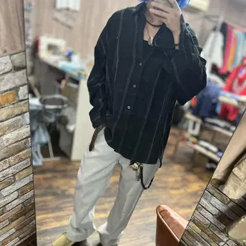 Haggar 2XL 스트릿 시크 오버 사이즈 블랙 체크 셔츠