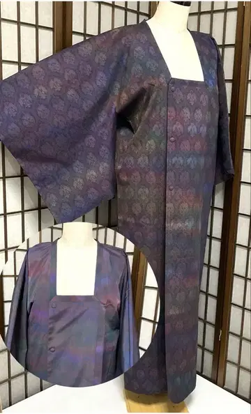 C797 순수 실크 리버서블 도행 코트 롱 얼룩덜룩 컨디션 최상 기모노