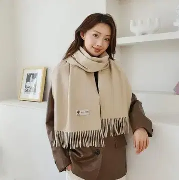 베이지 새상품 스톨 캐시미어 터치 여성용 가을/겨울 대형 머플러