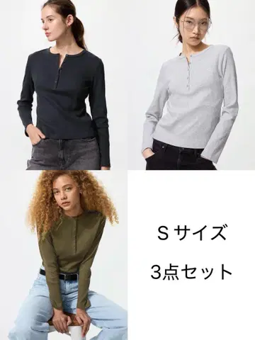 유니클로 리브 헨리넥 T