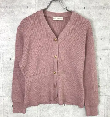 한국 수입 구제 의류 골드 버튼 V넥 절개 니트 가디건