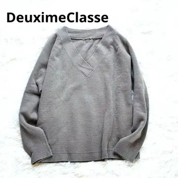 Deuxieme Classe V넥 니트 울 캐시미어 그레이지