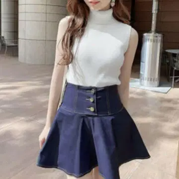 미셸 카론 데님 슬림 레그 스커트
