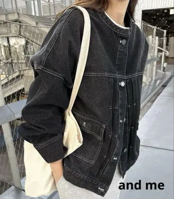 and me 노카라 데님 자켓