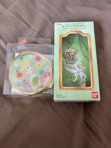 Disney 팅커벨 컴팩트 거울 케이스 & 목걸이 세트
