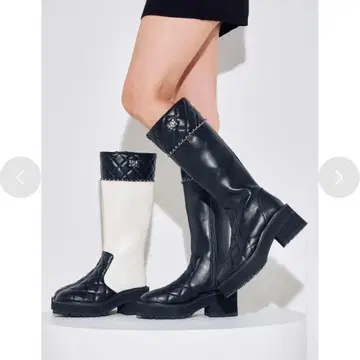 Darich 체인 퀼팅 가죽 부츠 ( 블랙 )