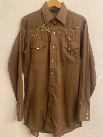 70s 웨스턴 셔츠 브라운 긴팔 vintage 셔츠 브라운