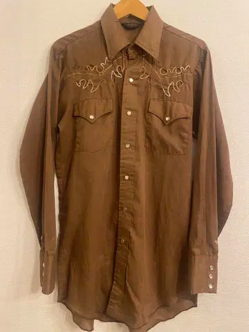 70s 웨스턴 셔츠 브라운 긴팔 vintage 셔츠 브라운