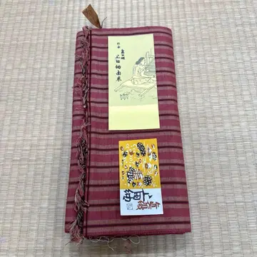우에다쓰무기 옷감 복숭아색 줄무늬 후지모토