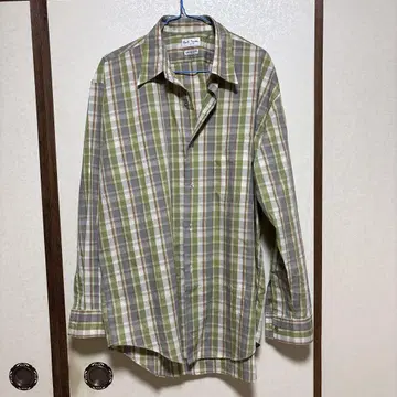 Paul Smith 그린 계열 체크 무늬 긴팔 셔츠 L 이탈리아제 원단