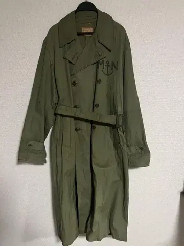 40s 프랑스 해군 데크 코트 카키 고무 코팅