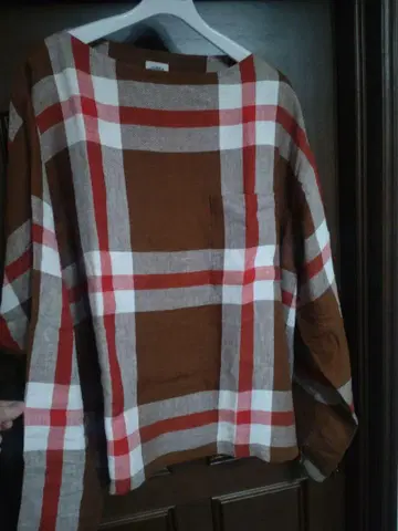 SUNSEA 21SS LINEN CHECK BOAT-NECK SHIRT
