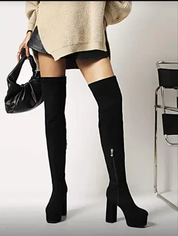 블랙 니하이 부츠 56CM