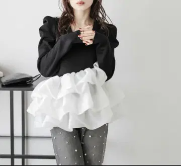시착만 한 상품 [AMELY] 벌룬 프릴 도킹 상의
