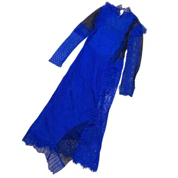 [ 구하기 어려움 ] 필립림 드레스 블루 레이스 롱 아지메 실크