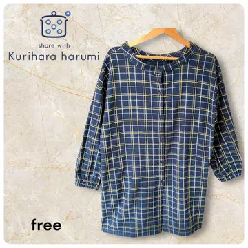 share with Kurihara Harumi 체크 무늬 셔츠 원피스