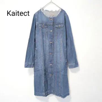 [ kaitect ] M 데님 원피스 면100% 양쪽 사이드 포켓 긴팔