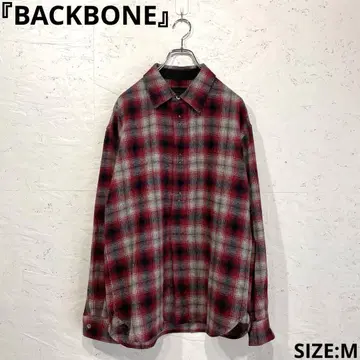 명작 [ BACKBONE ] 옴브레 체크 무늬 후크 셔츠 울 셔츠 M