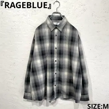 [ RAGEBLUE ] 옴브레 체크 무늬 긴팔 셔츠 레이온 셔츠 M