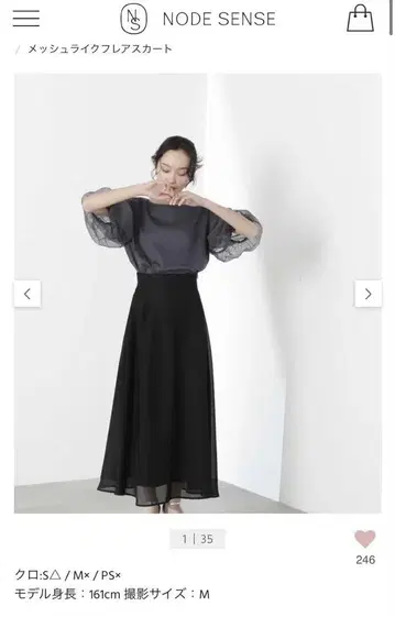 메쉬 라이크 플레어 스커트 블랙