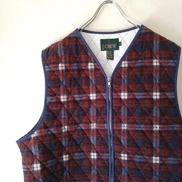 90s J.crew 제이크루 퀼팅 베스트 체크 무늬