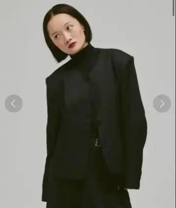 FEKETE 노카라 자켓 파워 숄더 블랙 L