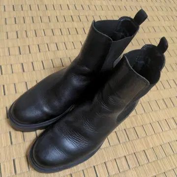 무인양품 블랙 가죽 사이드 고어 부츠
