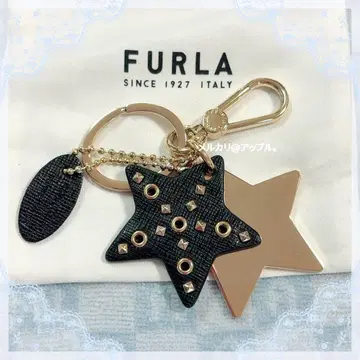 새상품급 FURLA 훌라 더블 스타 스터드 가죽 키링 참
